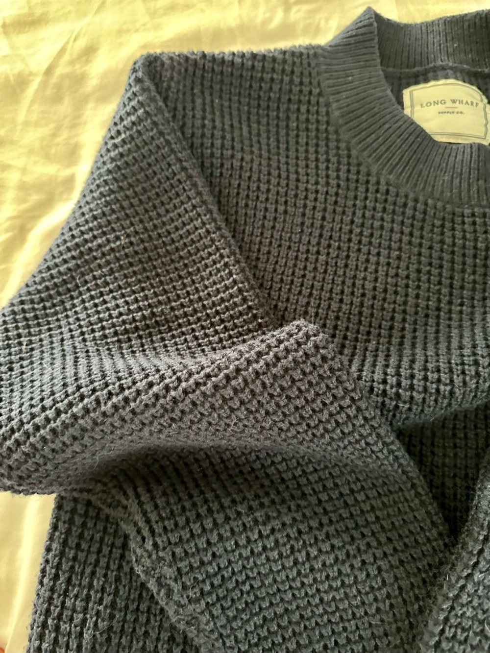Women’s Waffle-Knit Crewneck Sweater - navy